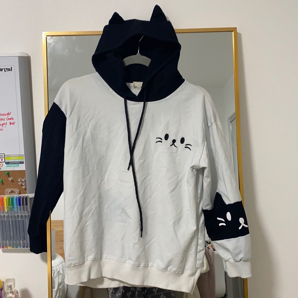Cat Long Sleeve Hoodie with Ears